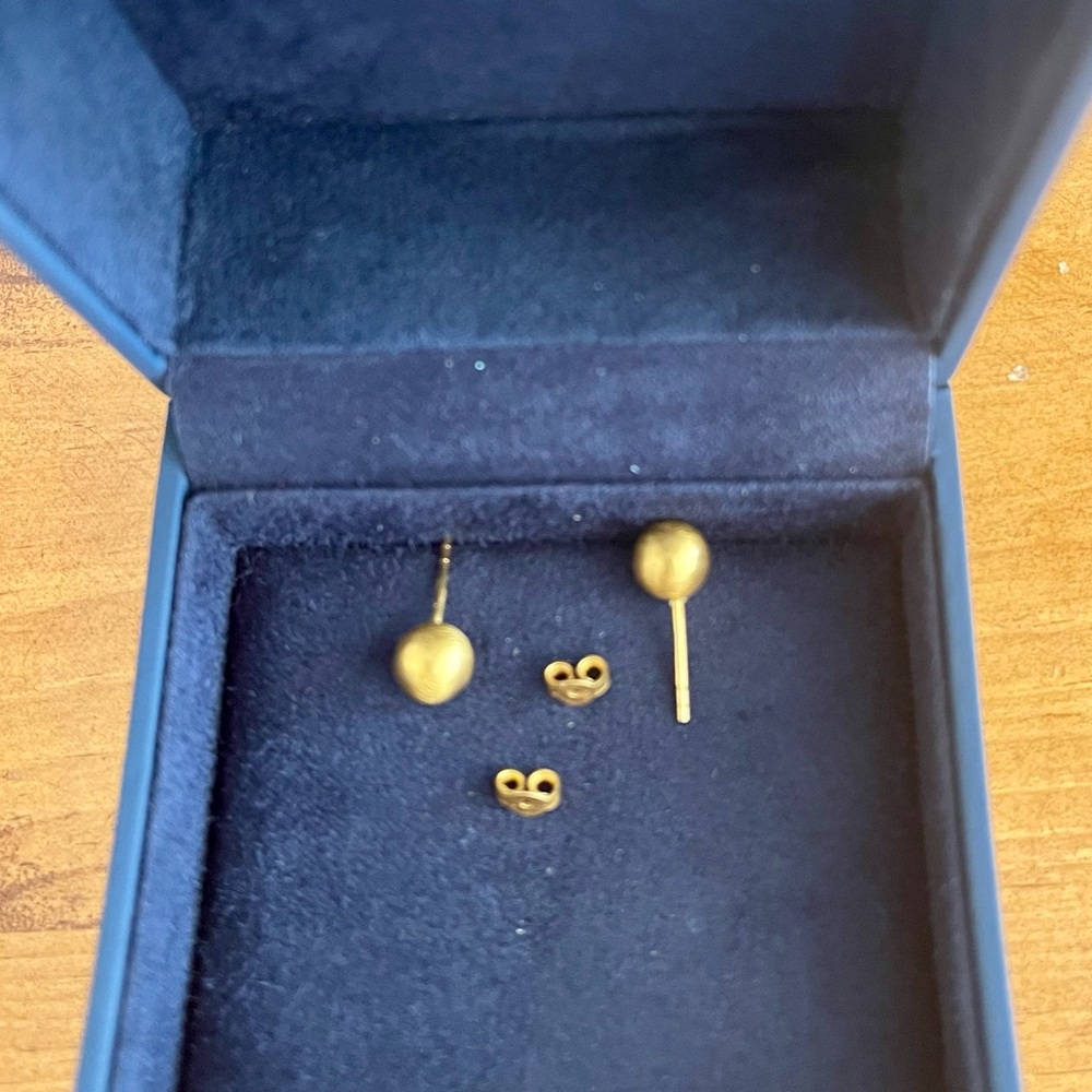 21k Real Solid Gold Stud Earrings (Not Plated Nor… - image 4
